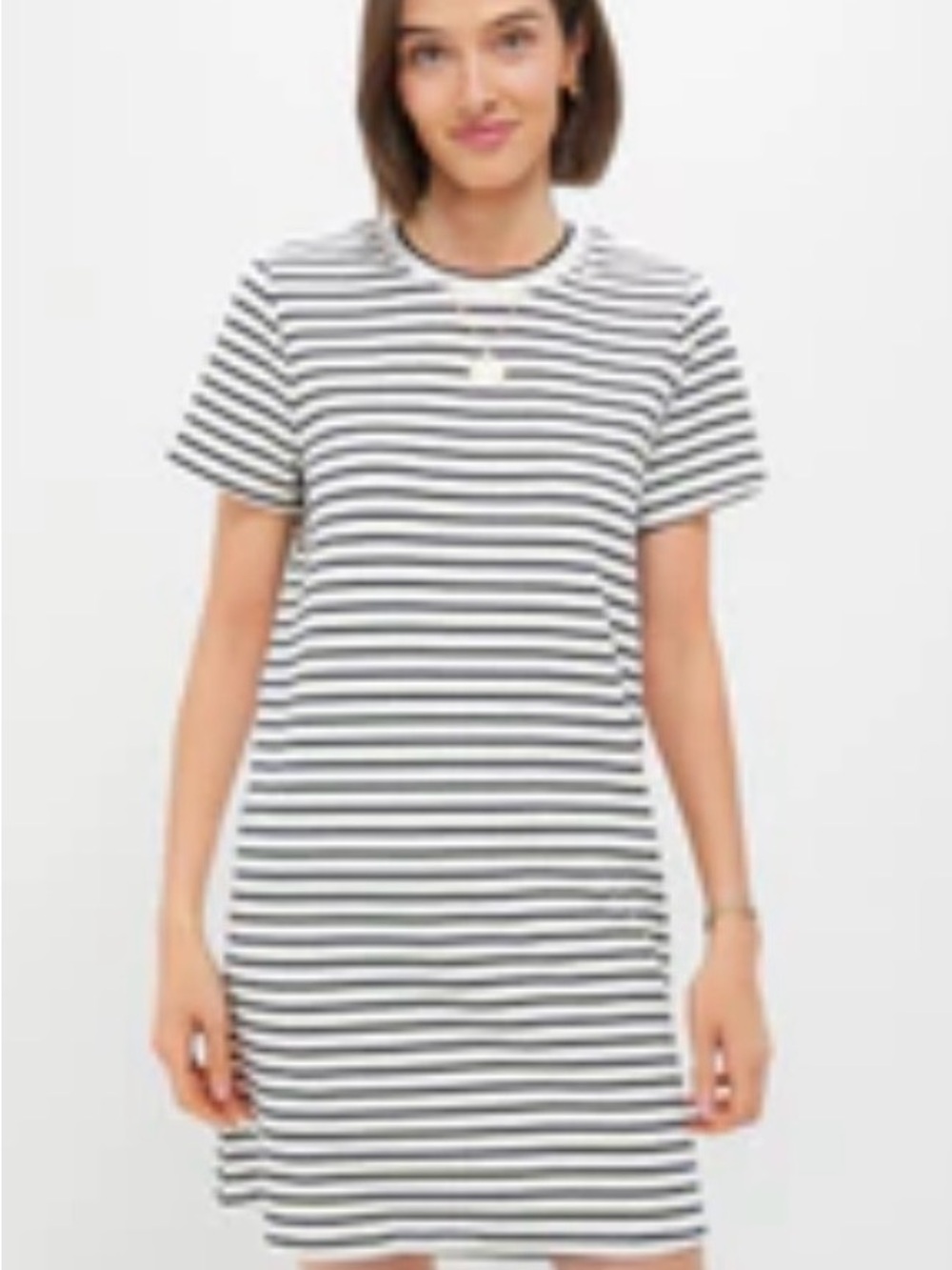 Pomander Place Black and White Striped T-Shirt Dress